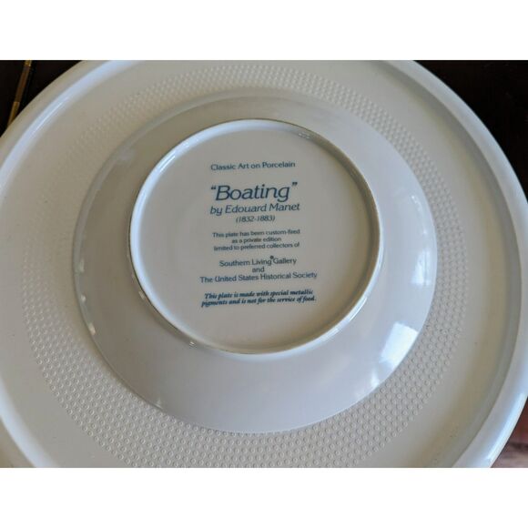 Southern Living Gallery "Boating"by Edouard Manet collectable plate - Picture 9 of 11